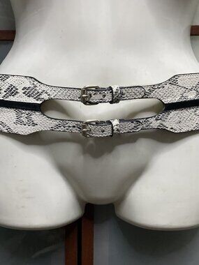 Calvin Klein Vintage Y2K M/L Snake Print Leather Wide Corset Belt Boho Grunge